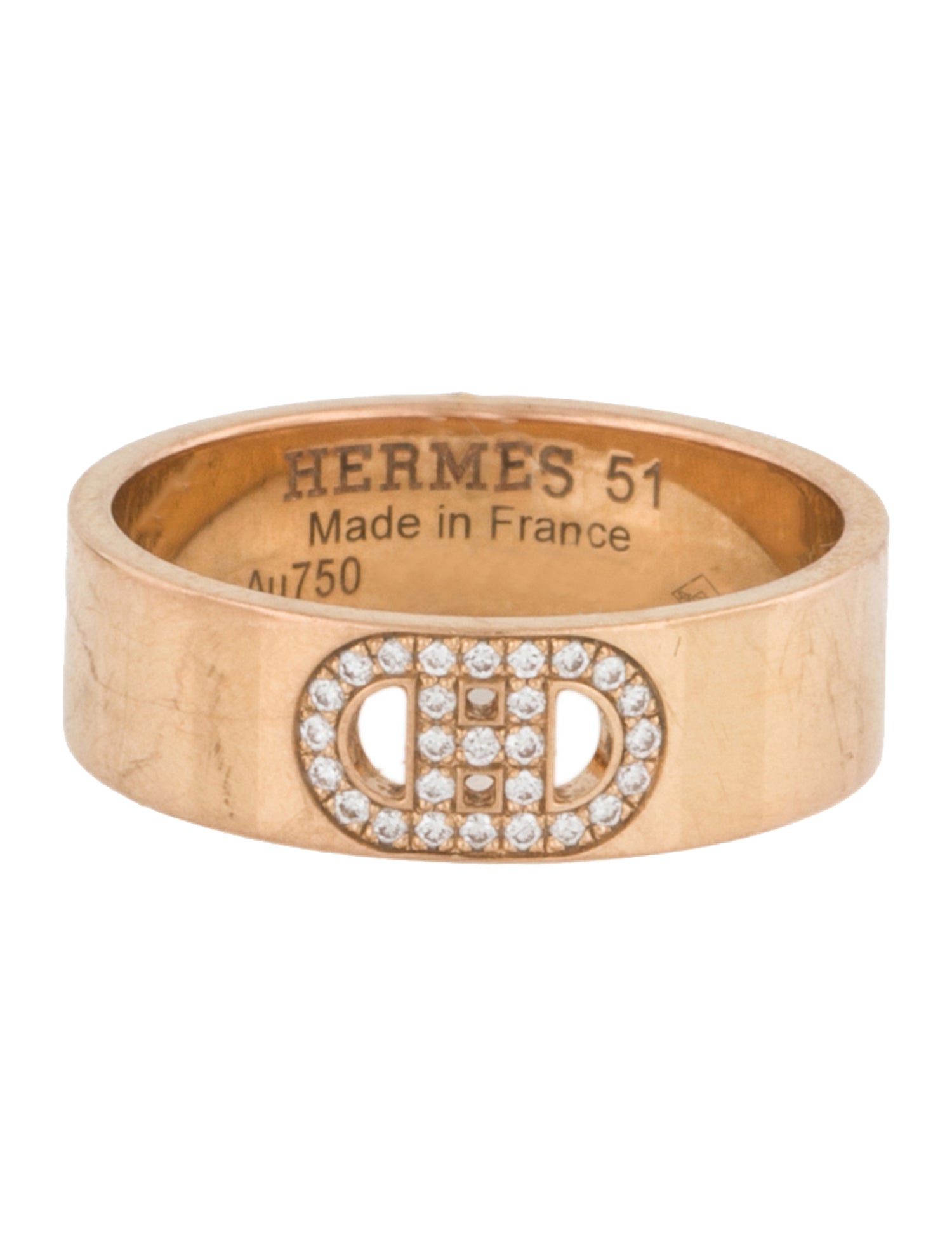 Hermès 18K Diamond Small H d'Ancre Ring
