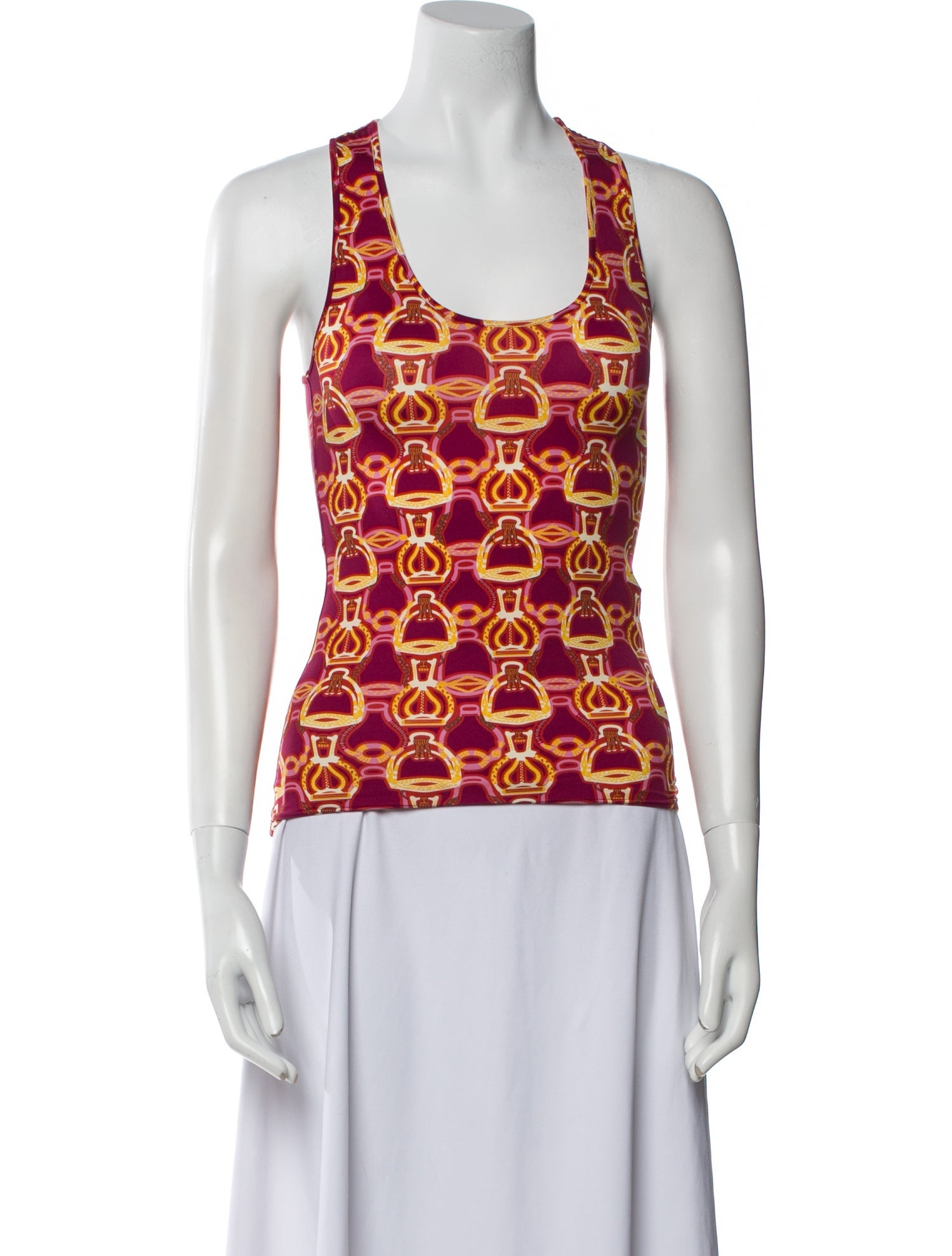 Hermès Printed Scoop Neck Top