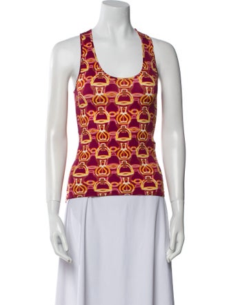 Hermès Printed Scoop Neck Top