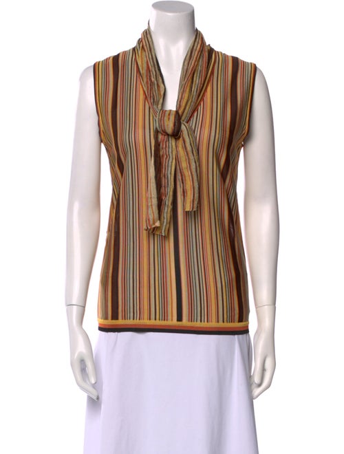Hermès Striped V-Neck Blouse