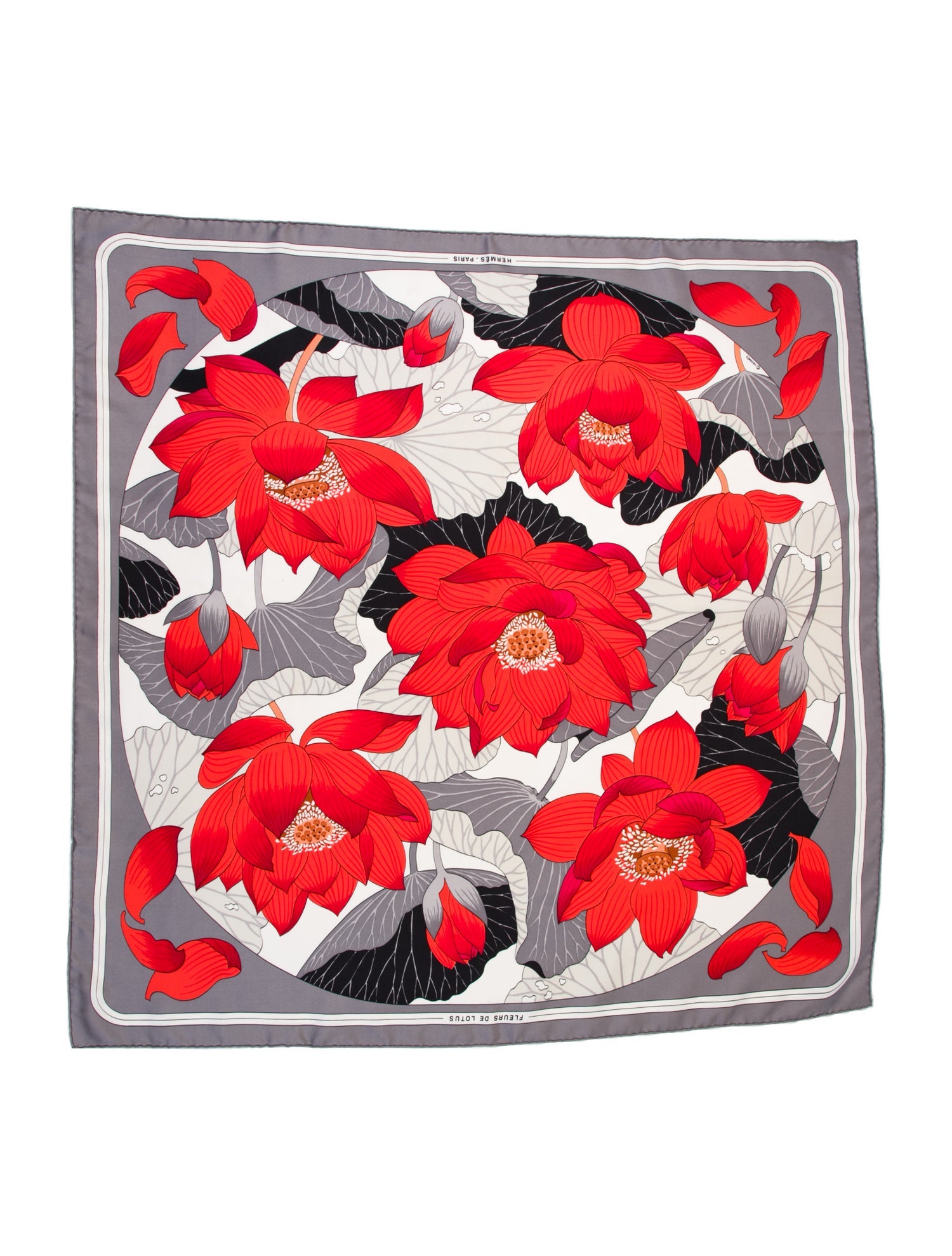 Hermès Fleurs De Lotus Silk Scarf