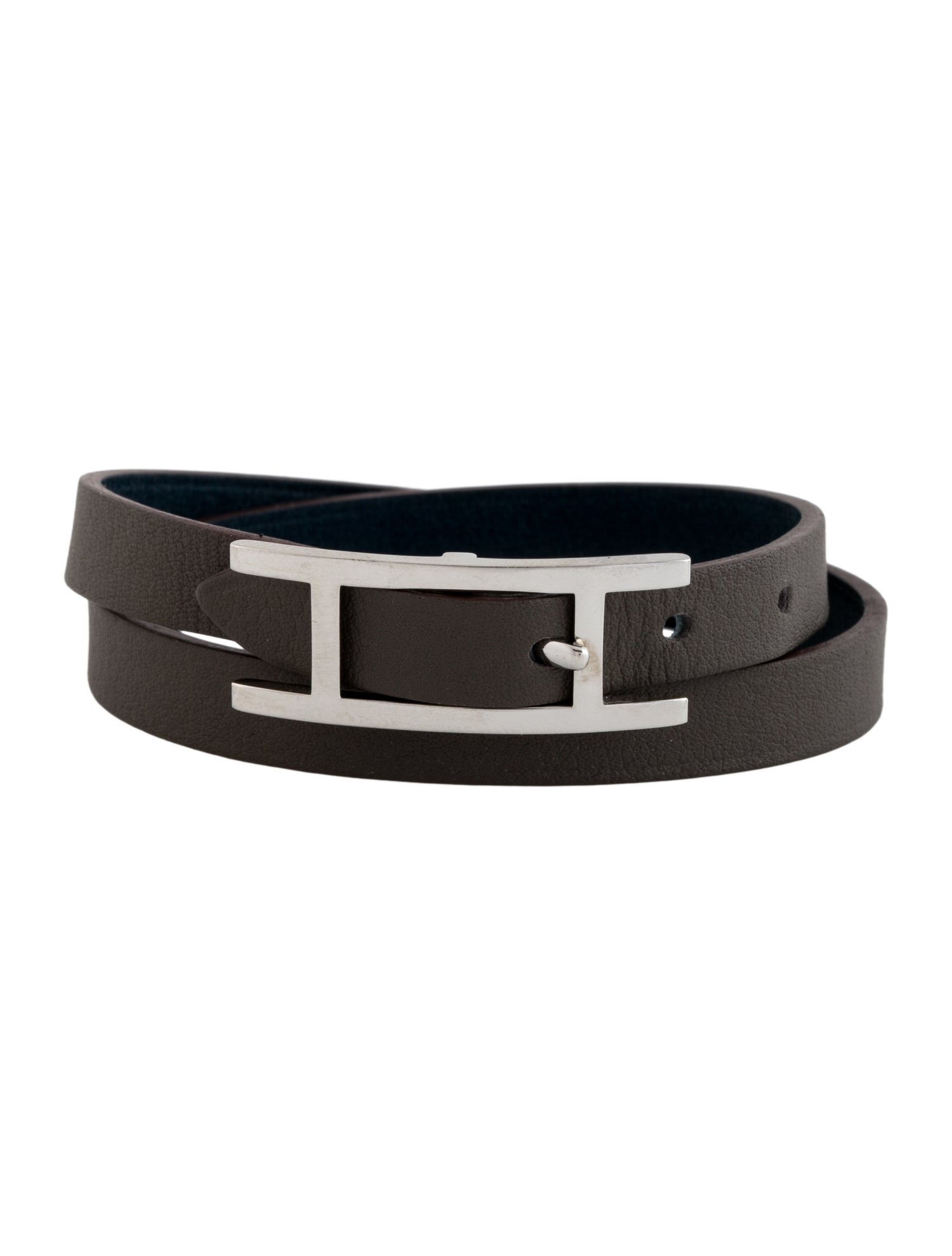 Hermès Leather Behapi Double Tour Wrap Bracelet
