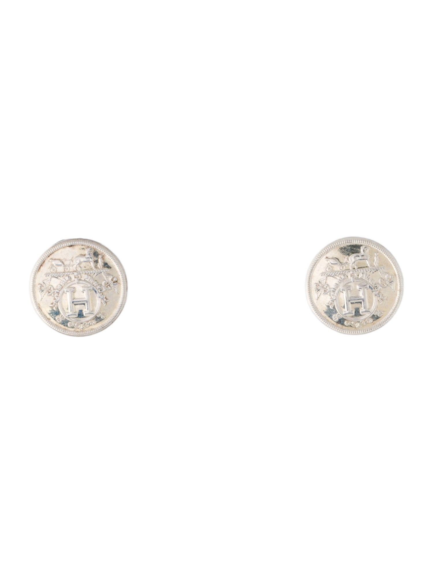 Hermès Very Small Ex-Libris Stud Earrings