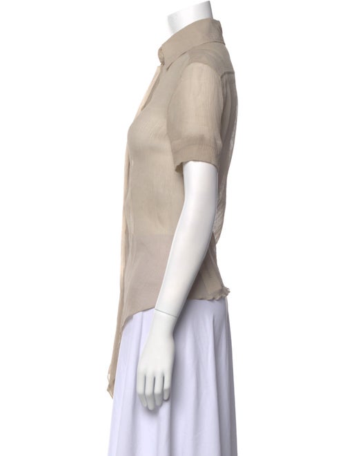 Hermès Silk Short Sleeve Button-Up Top