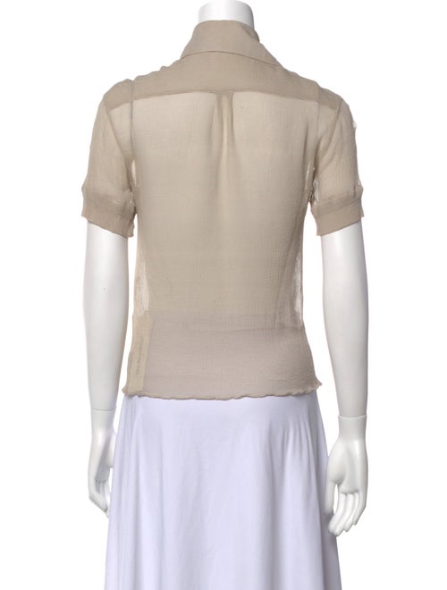 Hermès Silk Short Sleeve Button-Up Top