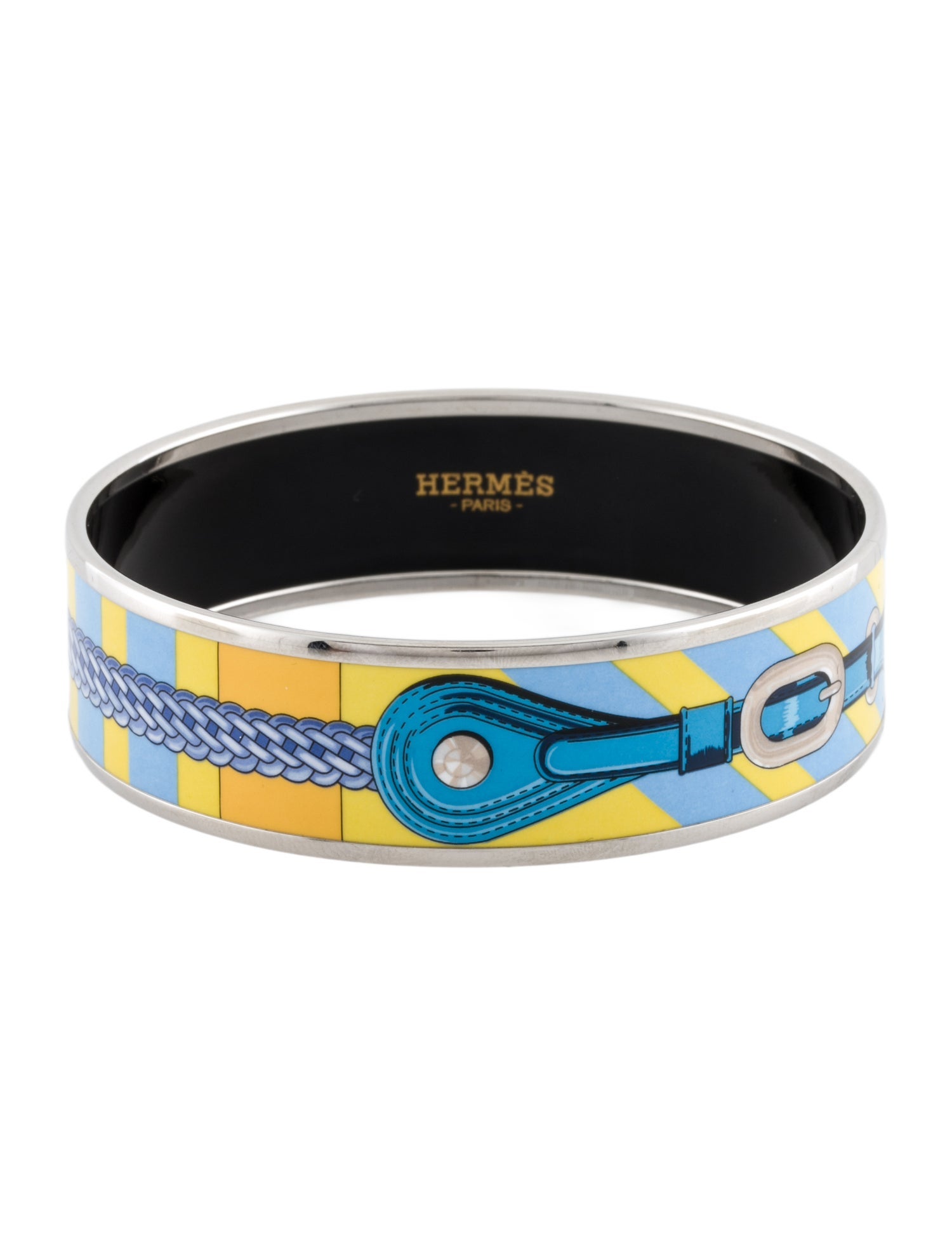 Hermès Wide Enamel Bangle Bracelet