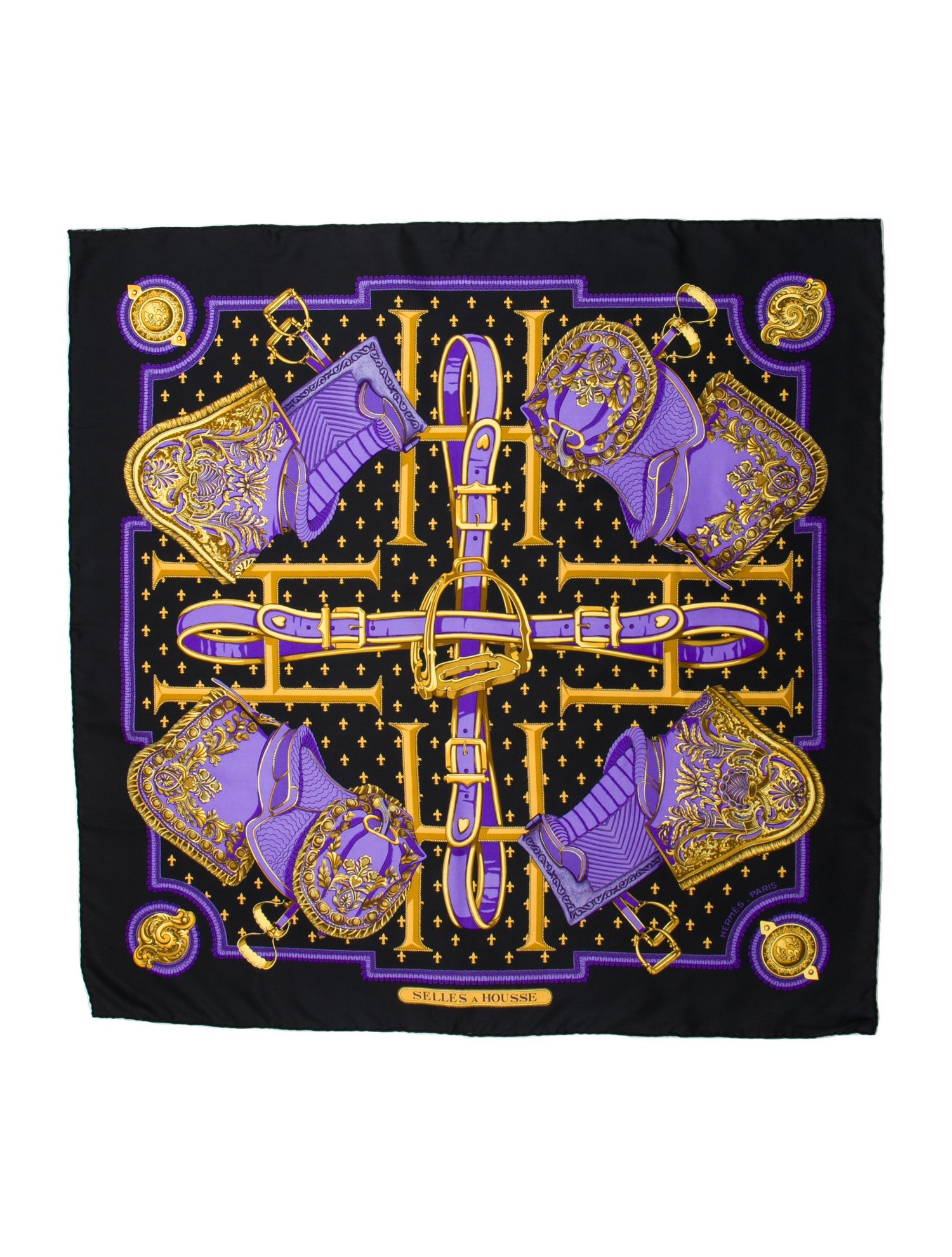 Hermès Selles A Housse Silk Scarf