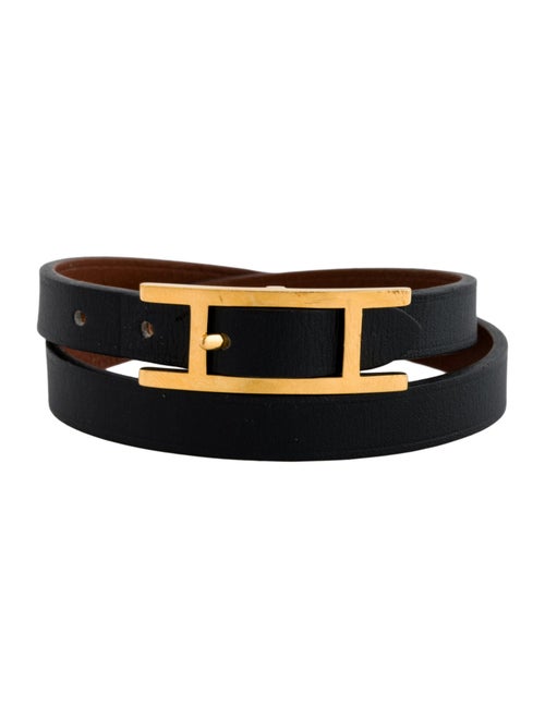 Hermès Leather Behapi Double Tour Wrap Bracelet