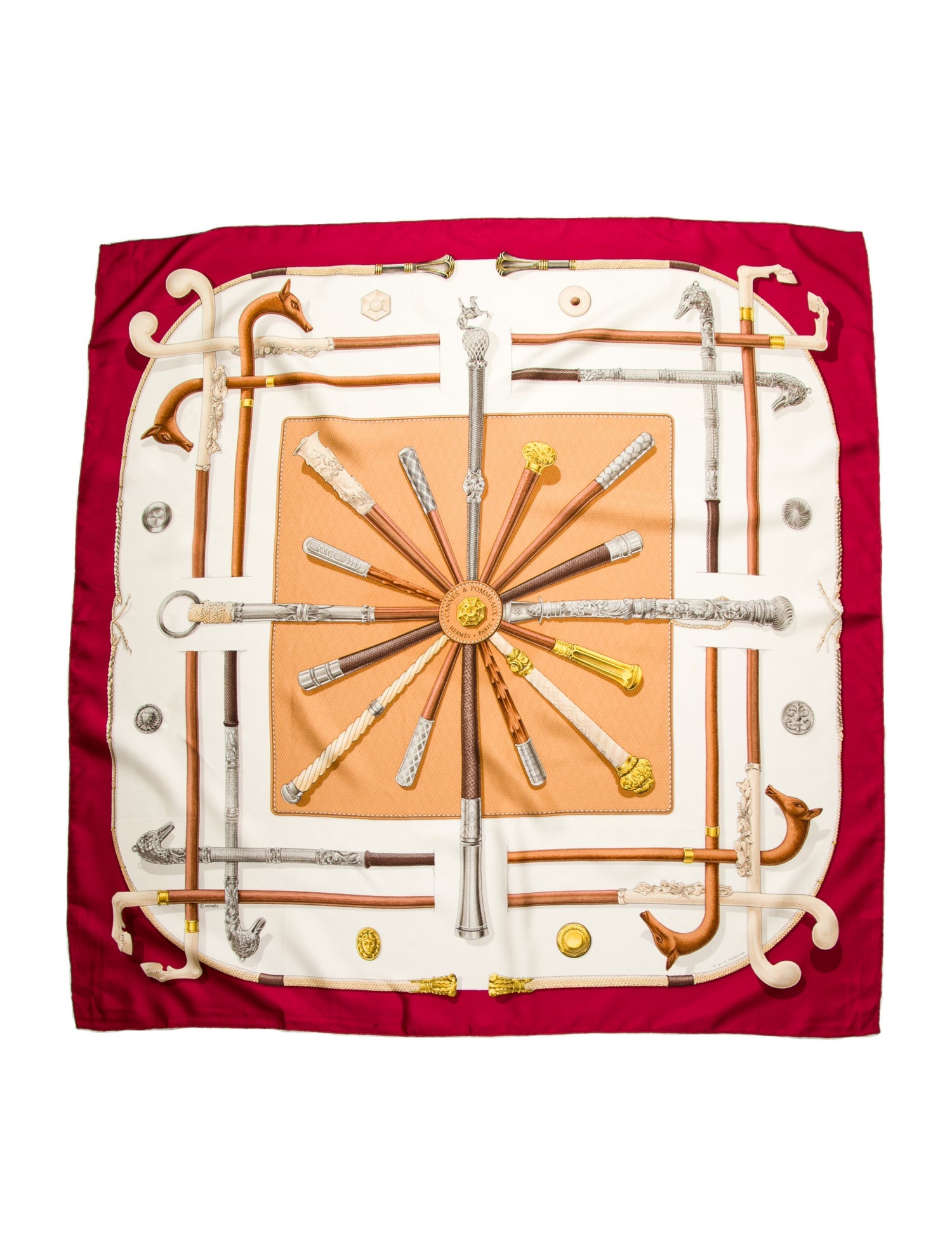 Hermès Cannes et Pommeaux Silk Scarf