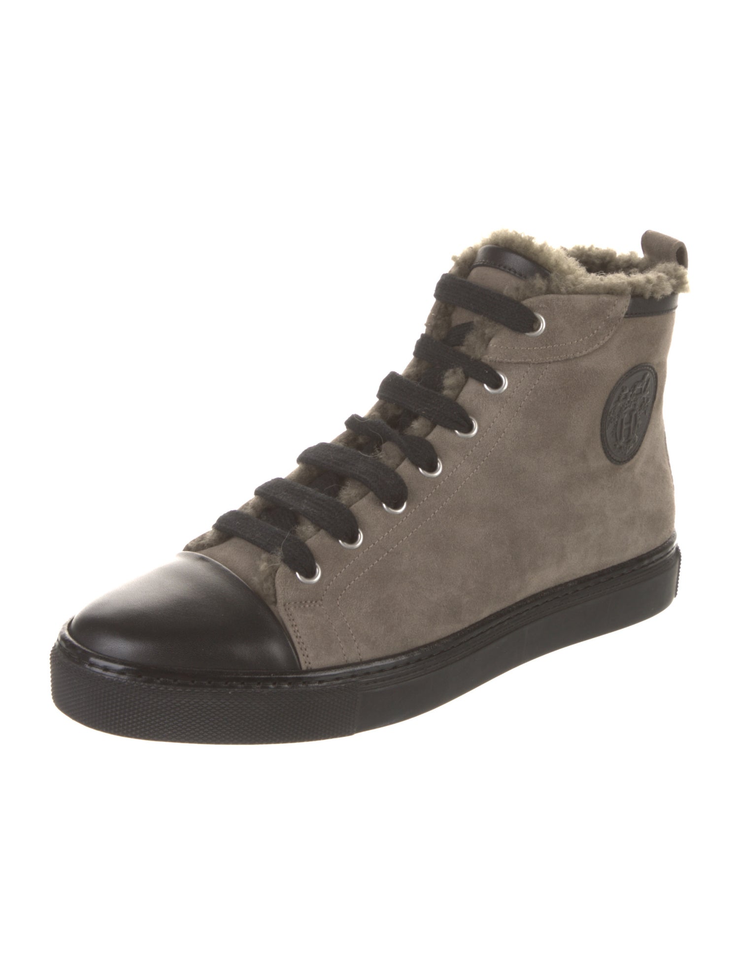 Hermès Suede Leather Trim Embellishment Lace-Up Boots