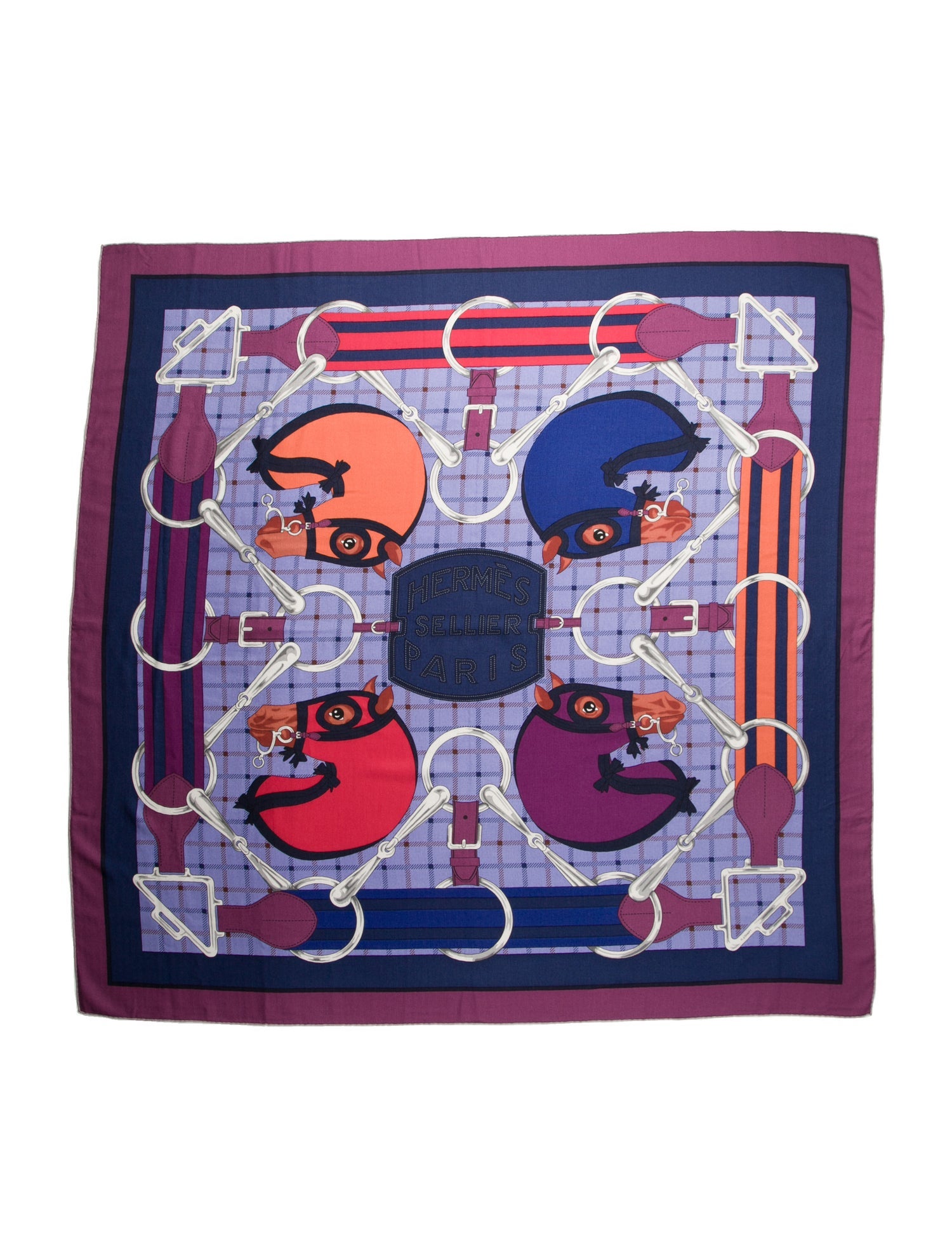 Hermès Sellier Equestrian Cashmere Shawl