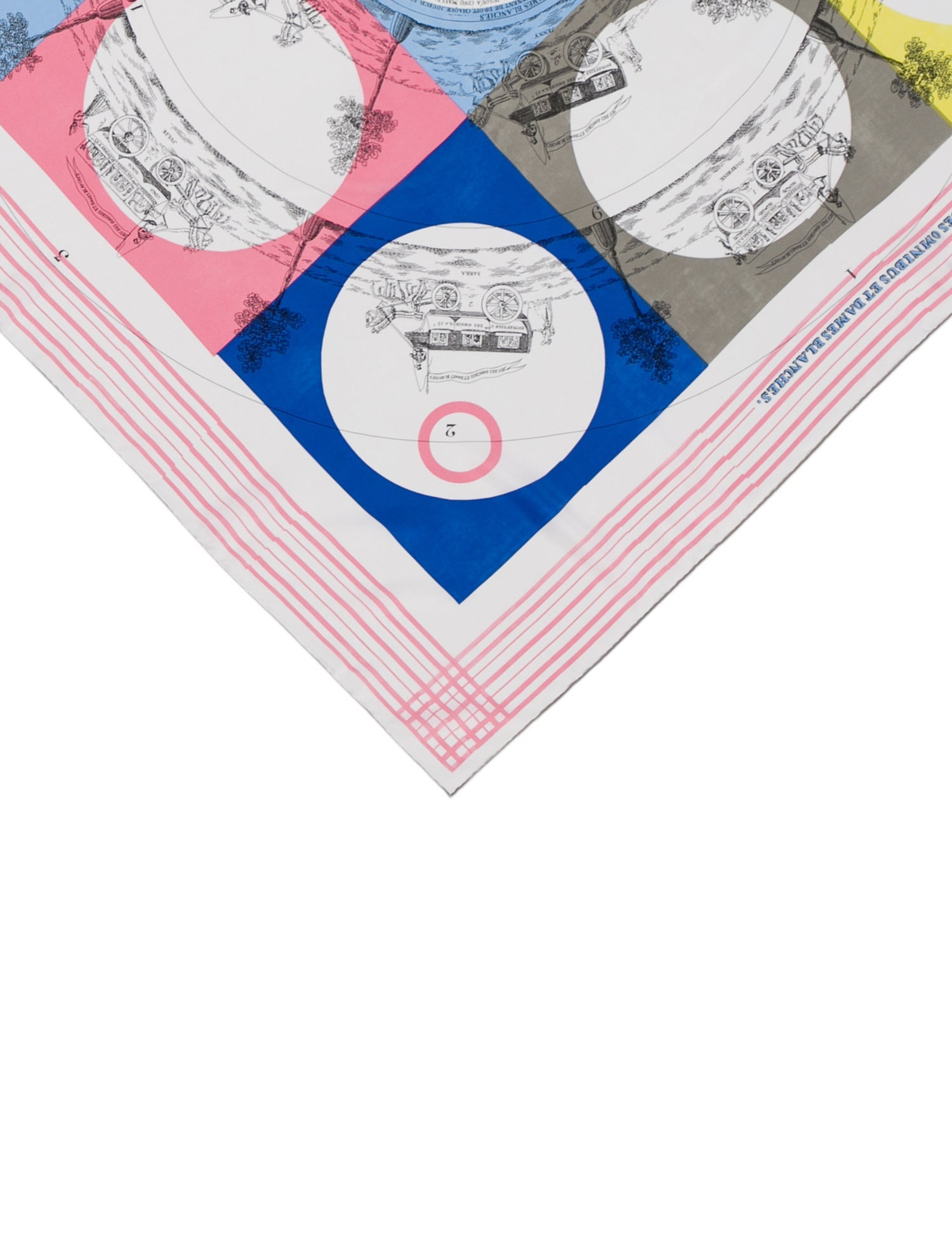 Hermès Jeu des Omnibus et Dames Blanches au Tampon Silk Scarf