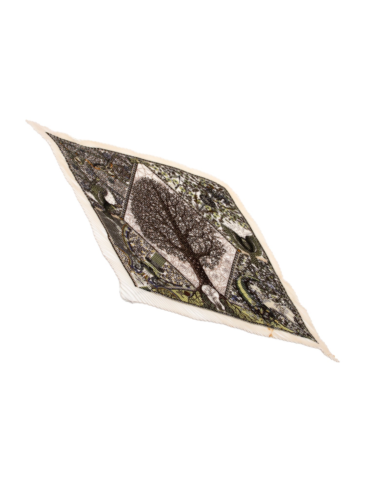 Hermès Axis Mundi Silk Plissé Scarf