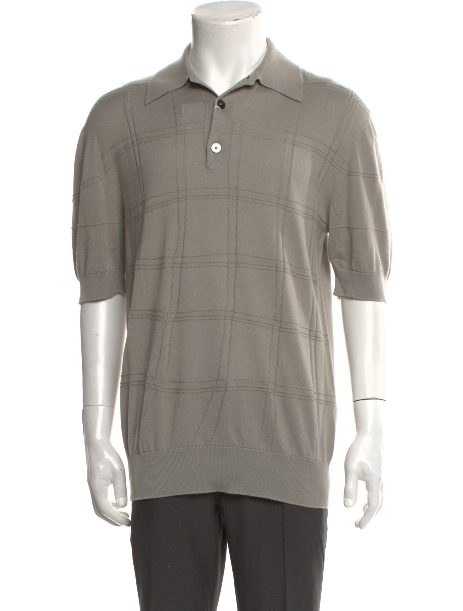 Hermès Cashmere Plaid Print Polo Sweater w/ Tags