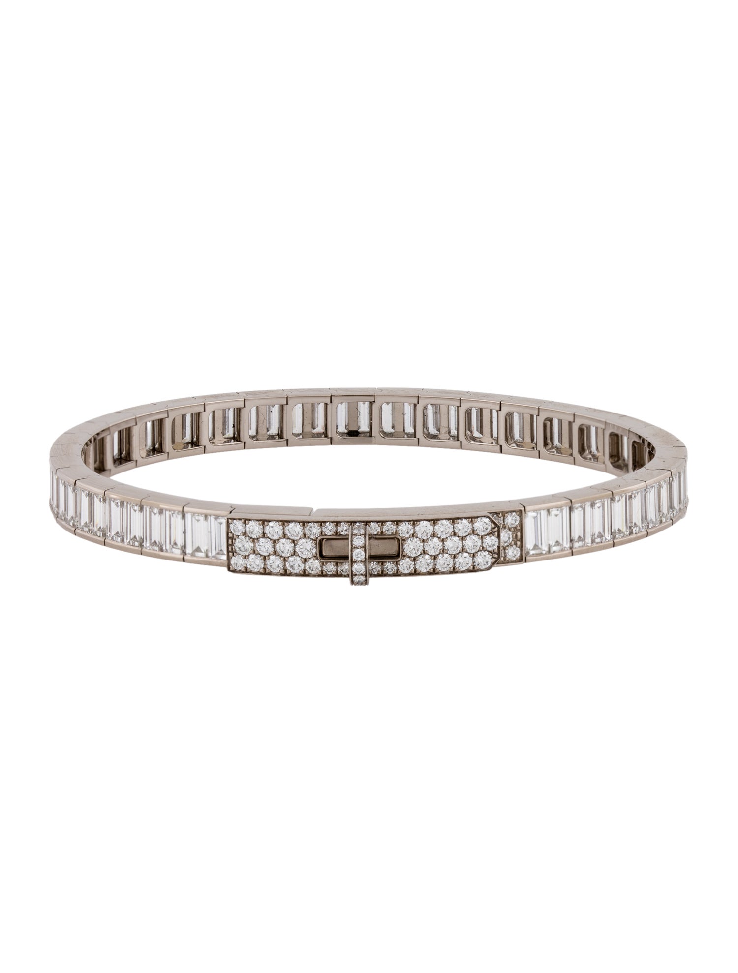 Hermès 18K 9.37ctw Diamond Kelly Baguettes Bracelet