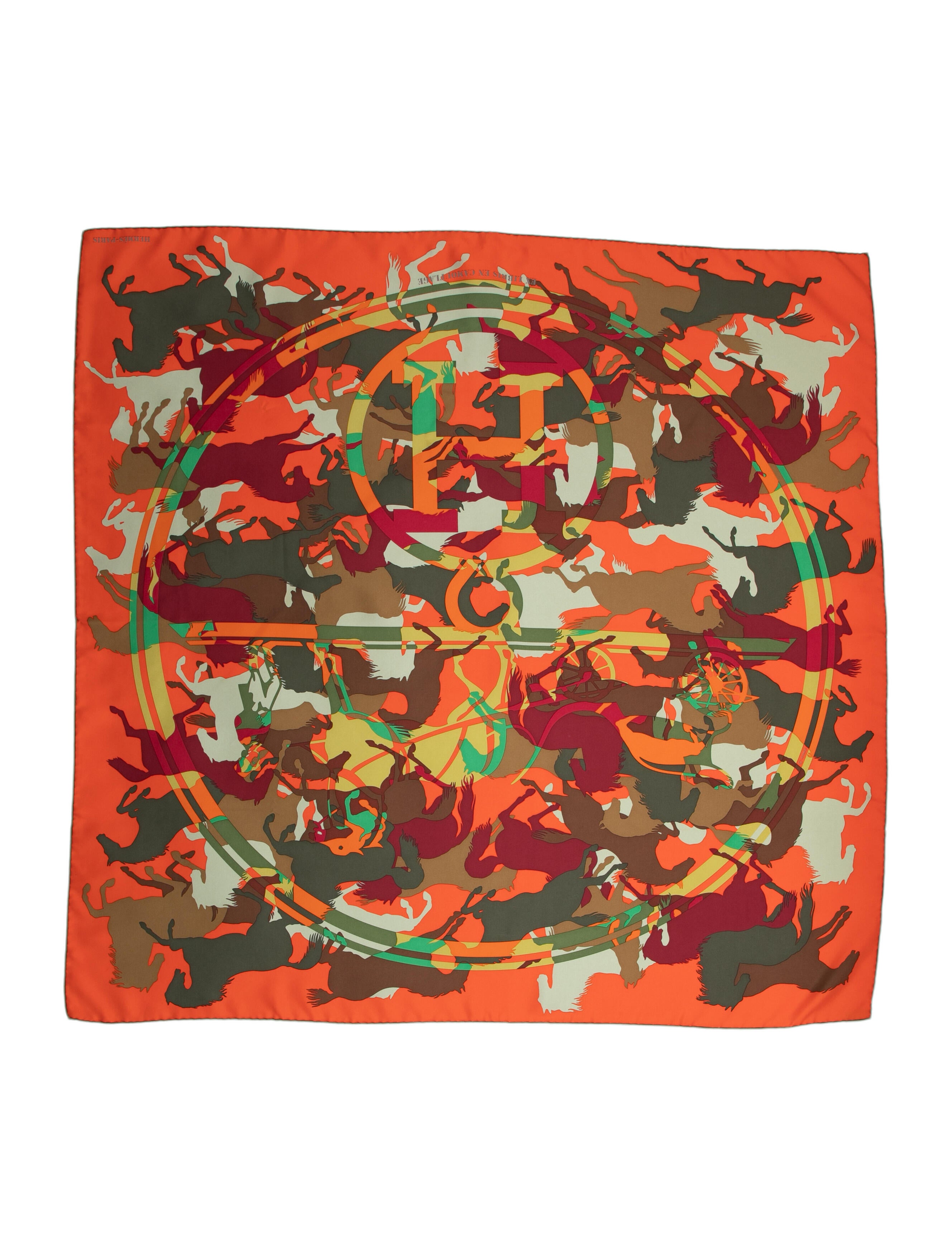Hermès Ex Libris en Camouflage Silk Scarf