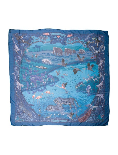 Hermès La Treve De L'Eau Mousseline Silk Shawl