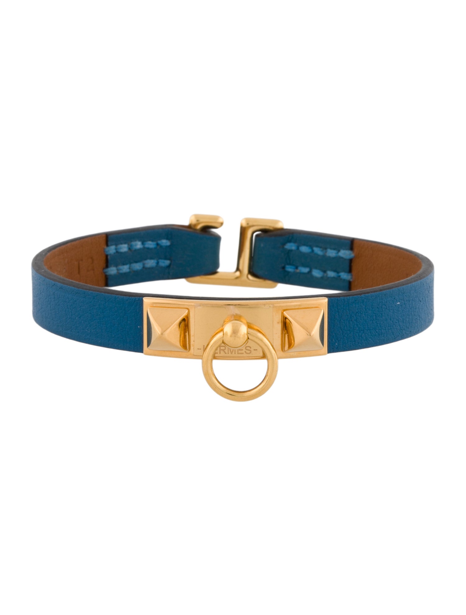 Hermès Leather Micro Rivale Wrap Bracelet