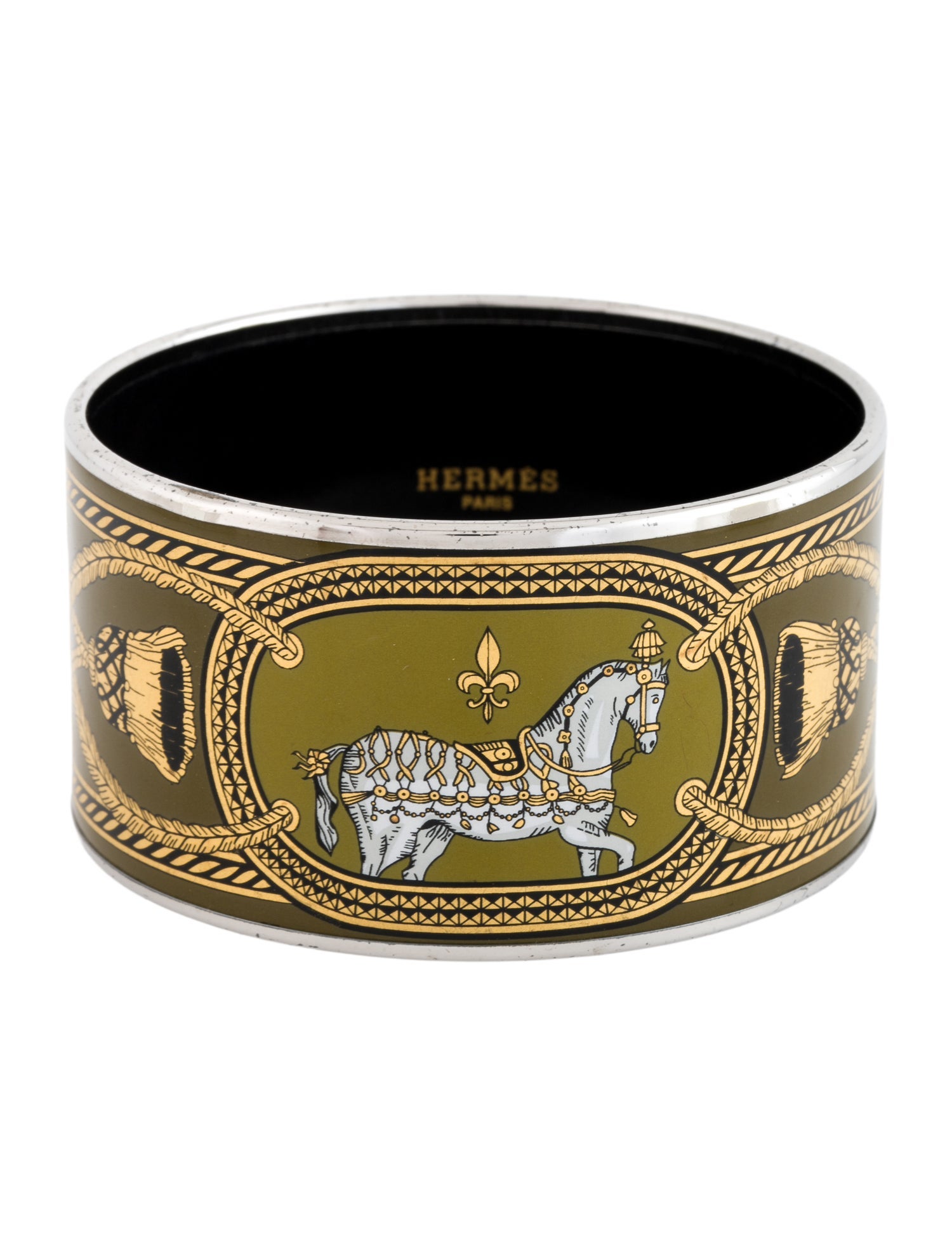 Hermès Enamel Extra Wide Bangle Bracelet