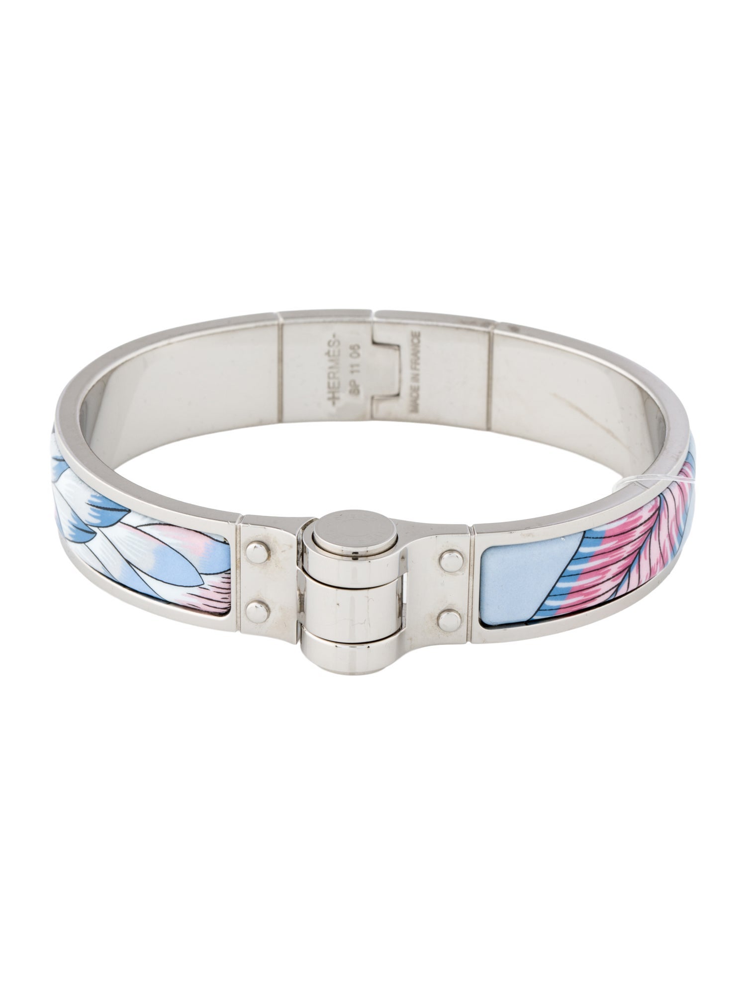 Hermès Narrow Hinged Enamel Bangle Bracelet