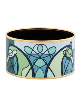 Hermès Extra Wide Enamel Bangle Bracelet