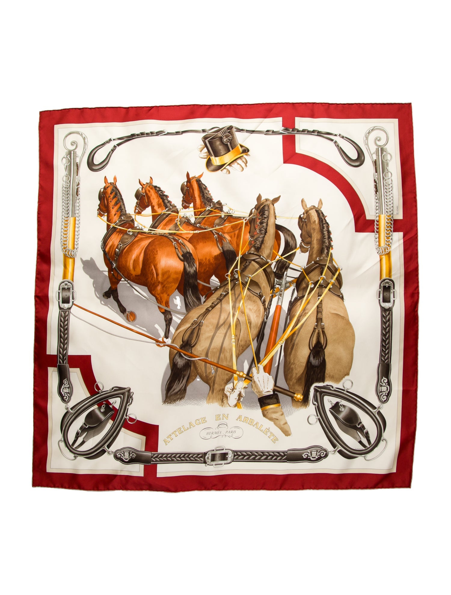 Hermès Attelage En Arbalete Silk Scarf