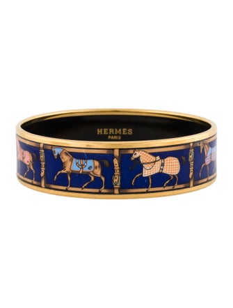 Hermès Wide Enamel Bangle Bracelet