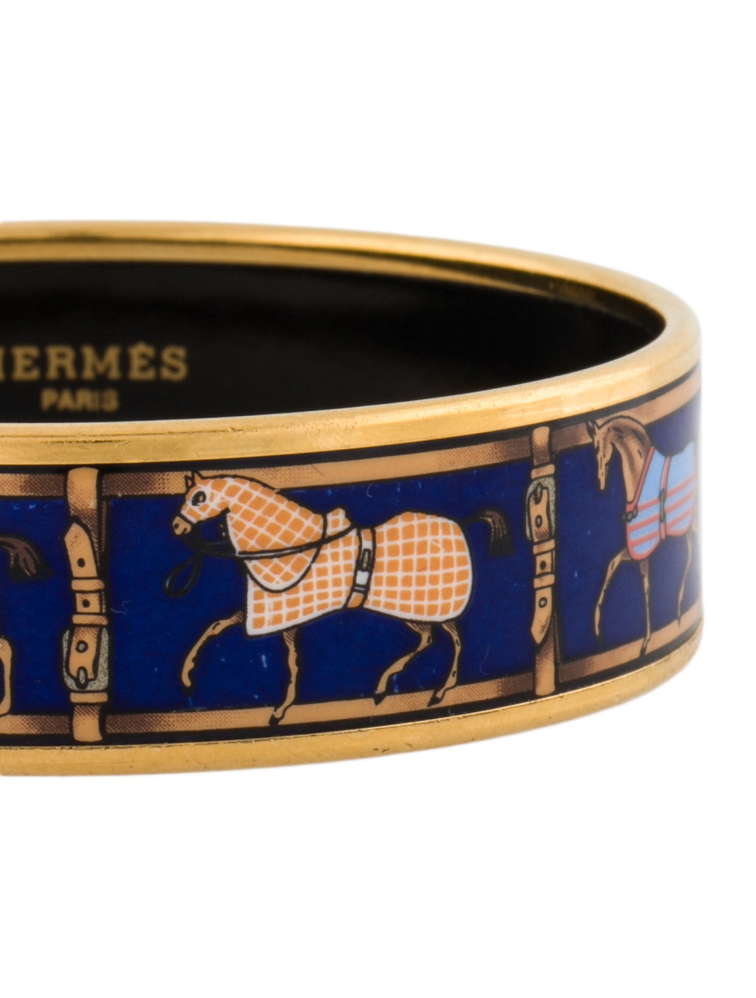 Hermès Wide Enamel Bangle Bracelet