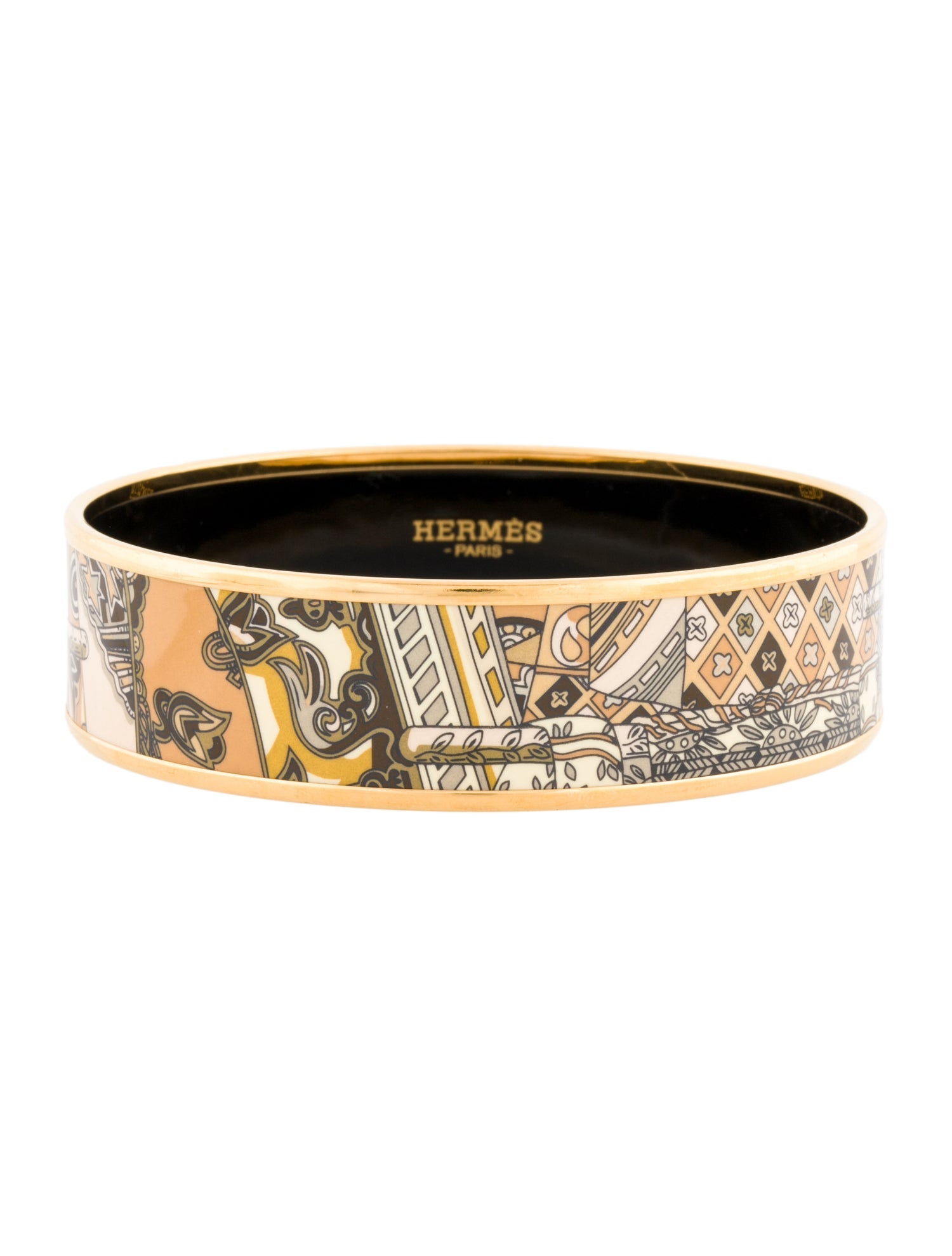 Hermès Wide Enamel Bangle Bracelet