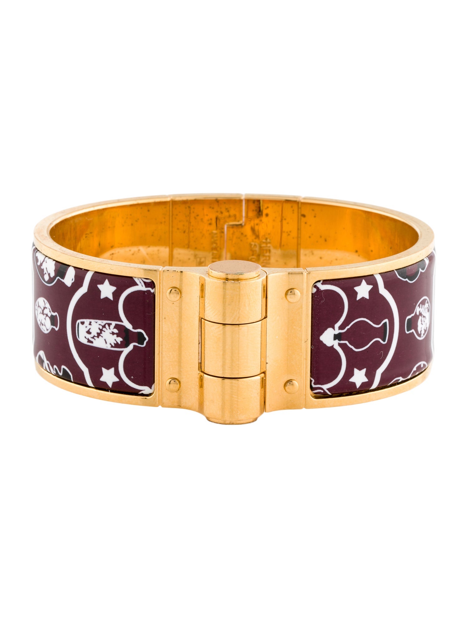 Hermès Winde Enamel Hinged Bangle Bracelet