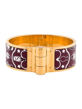 Hermès Winde Enamel Hinged Bangle Bracelet