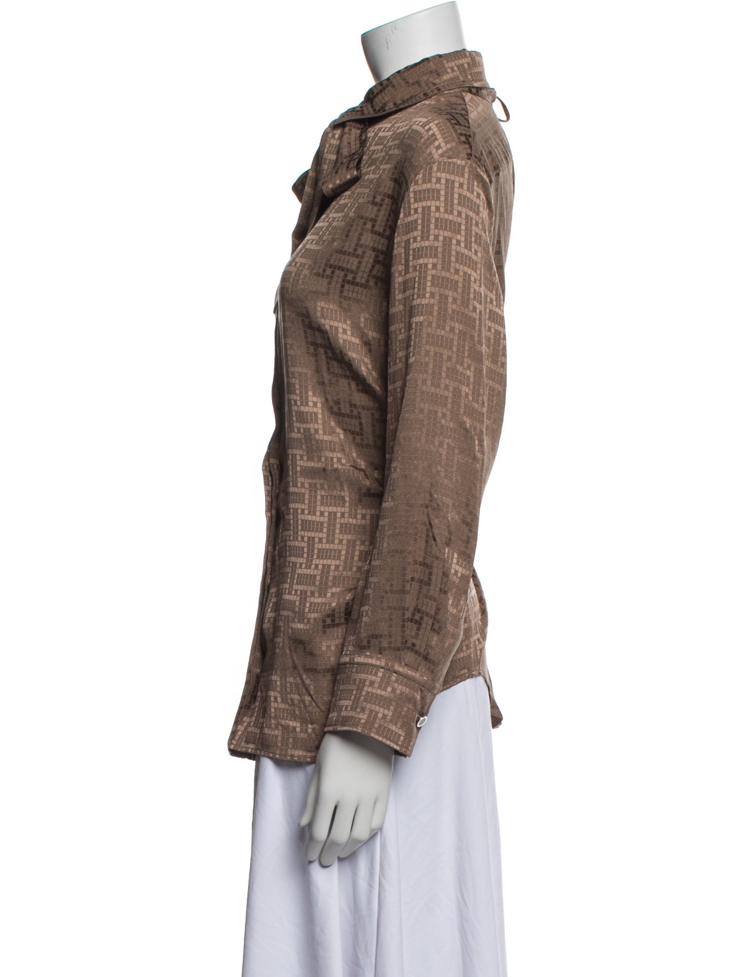 Hermès Mosaique Silk Button-Up Top