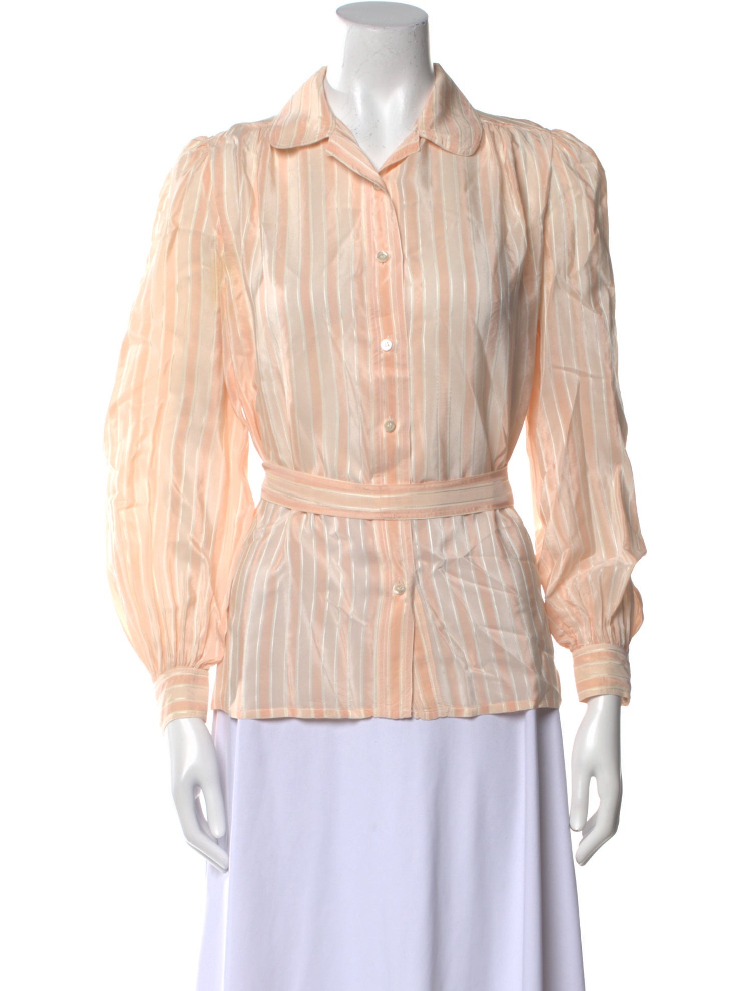 Hermès Silk Striped Button-Up Top