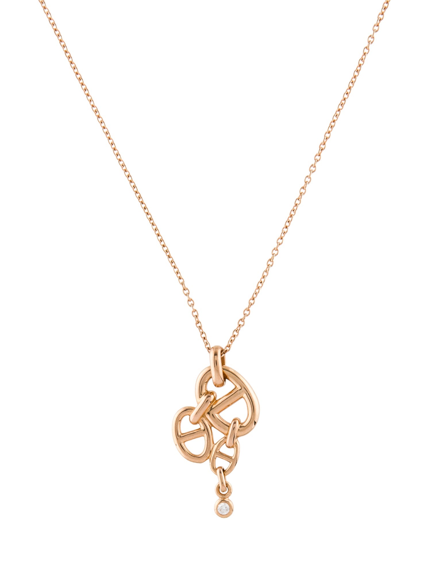 Hermès 18K Diamond Chaîne d'Ancre Enchainee Pendant Necklace