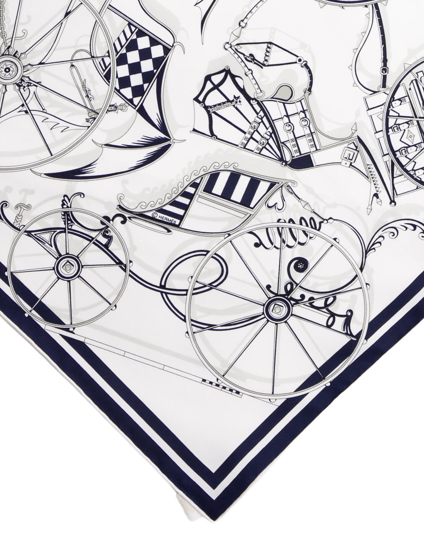 Hermès Silk Voitures en Equilibre Pocket Square