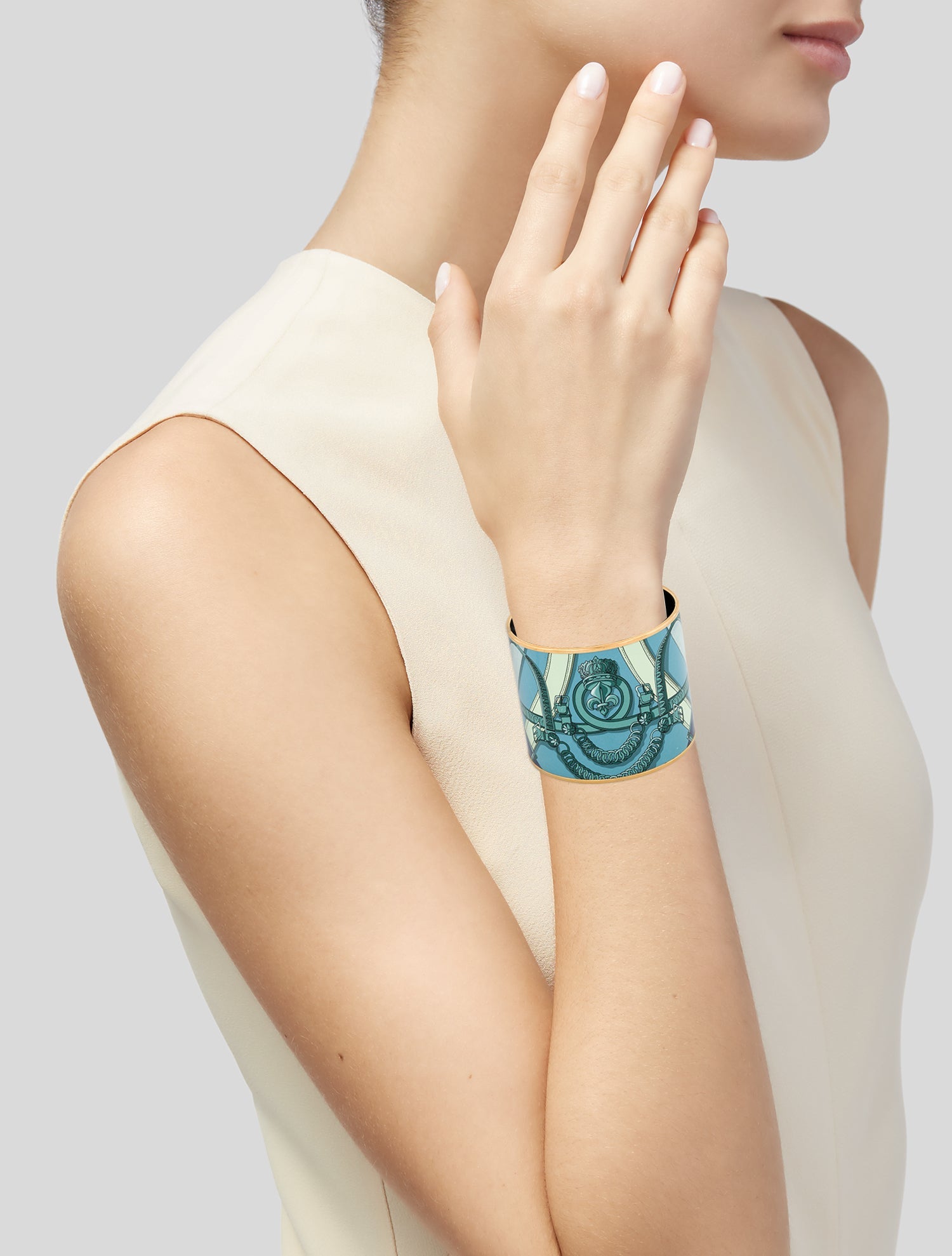 Hermès Extra Wide Enamel Bangle Bracelet