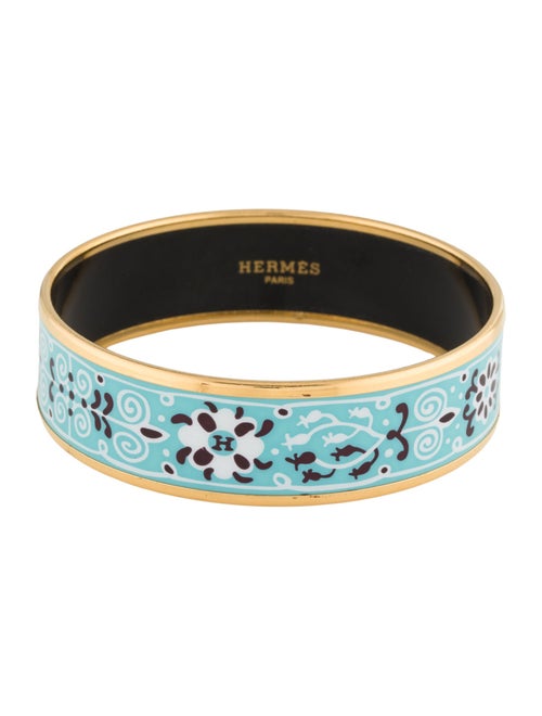 Hermès Wide Enamel Bangle Bracelet