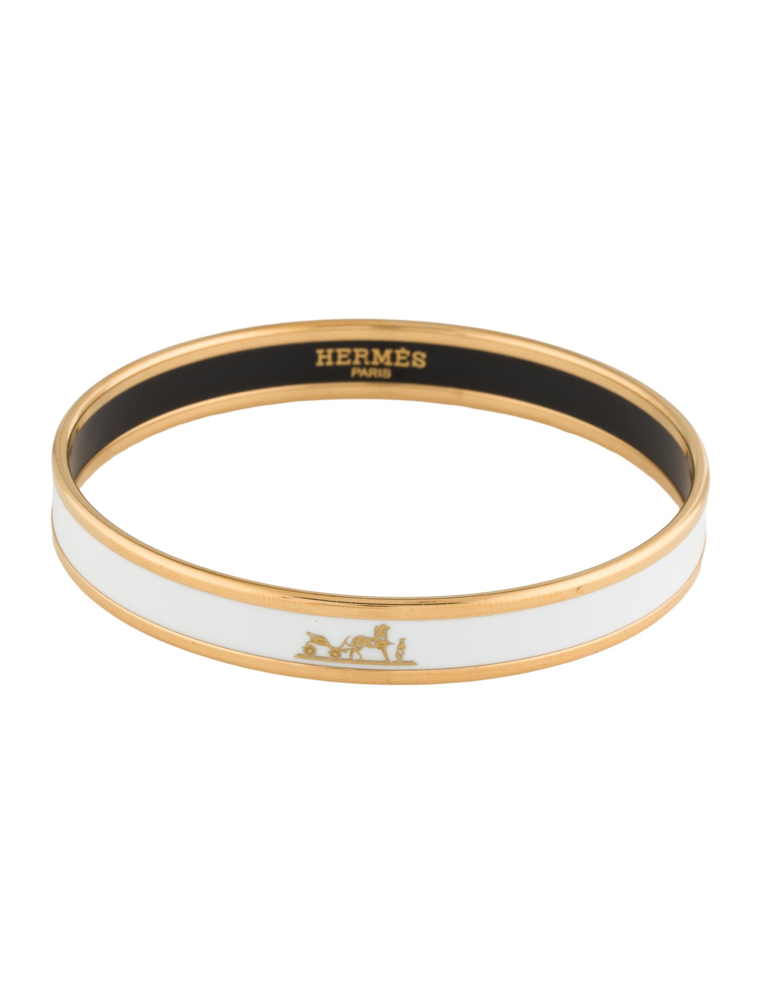 Hermès Enamel Calèche Narrow Bangle Bracelet