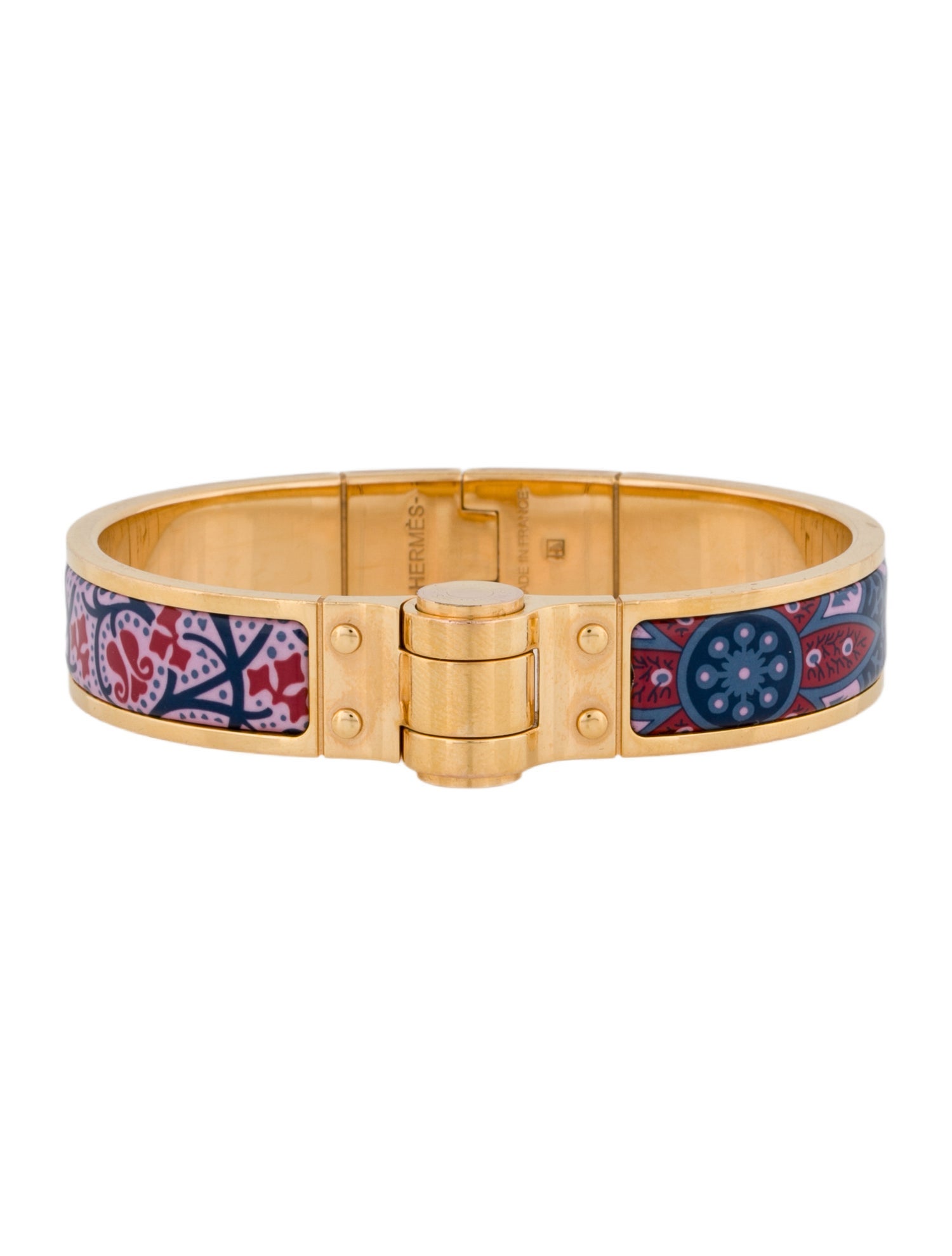 Hermès Narrow Hinged Enamel Bangle Bracelet