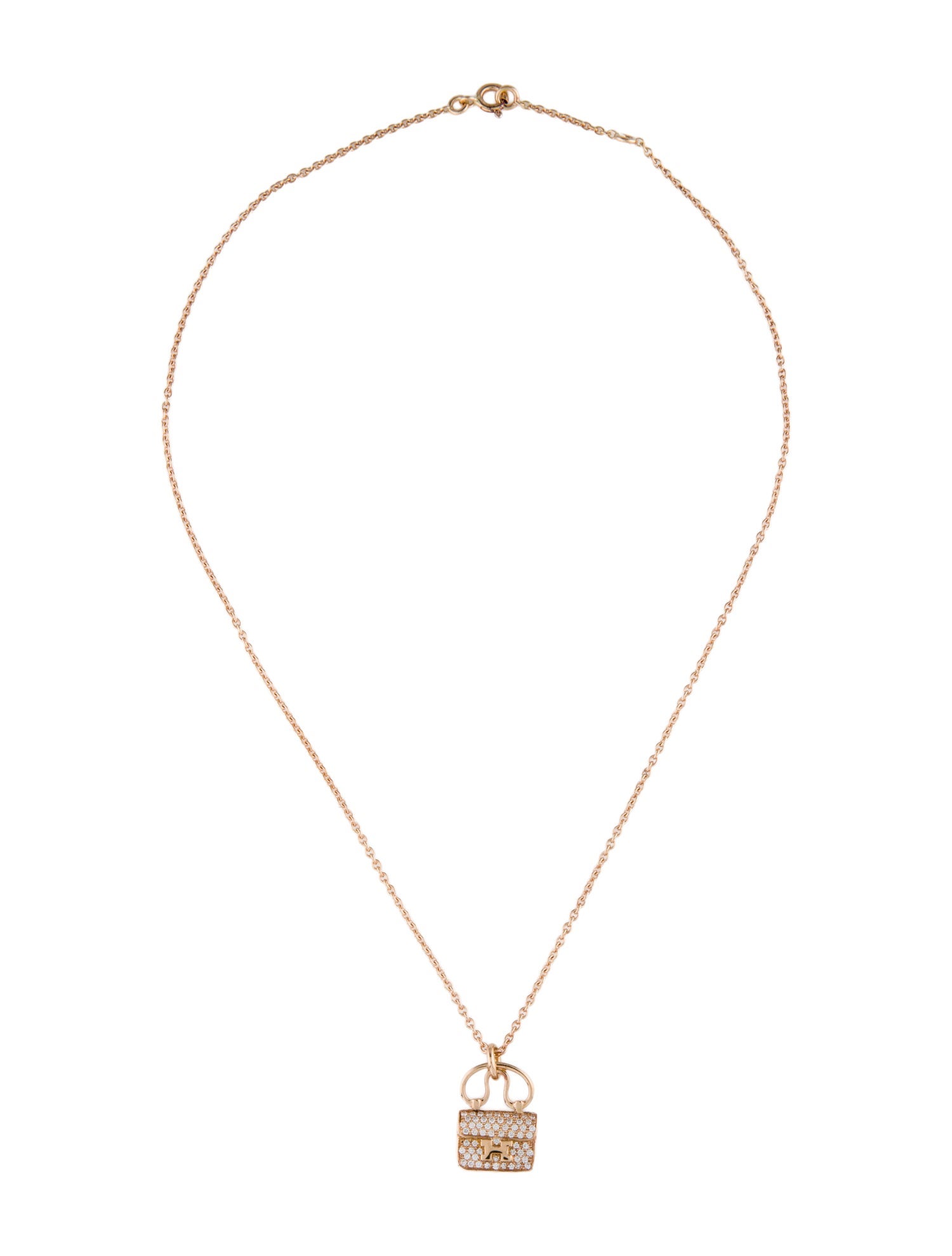 Hermès 18K Diamond Amulettes Constance Pendant Necklace