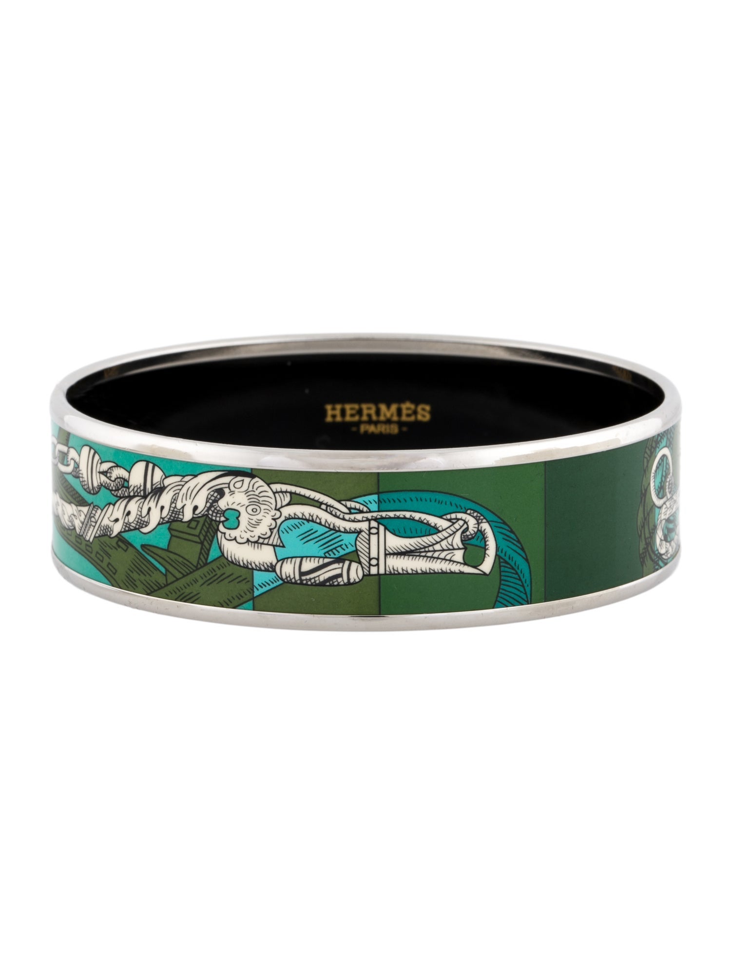 Hermès Wide Enamel Bangle Bracelet