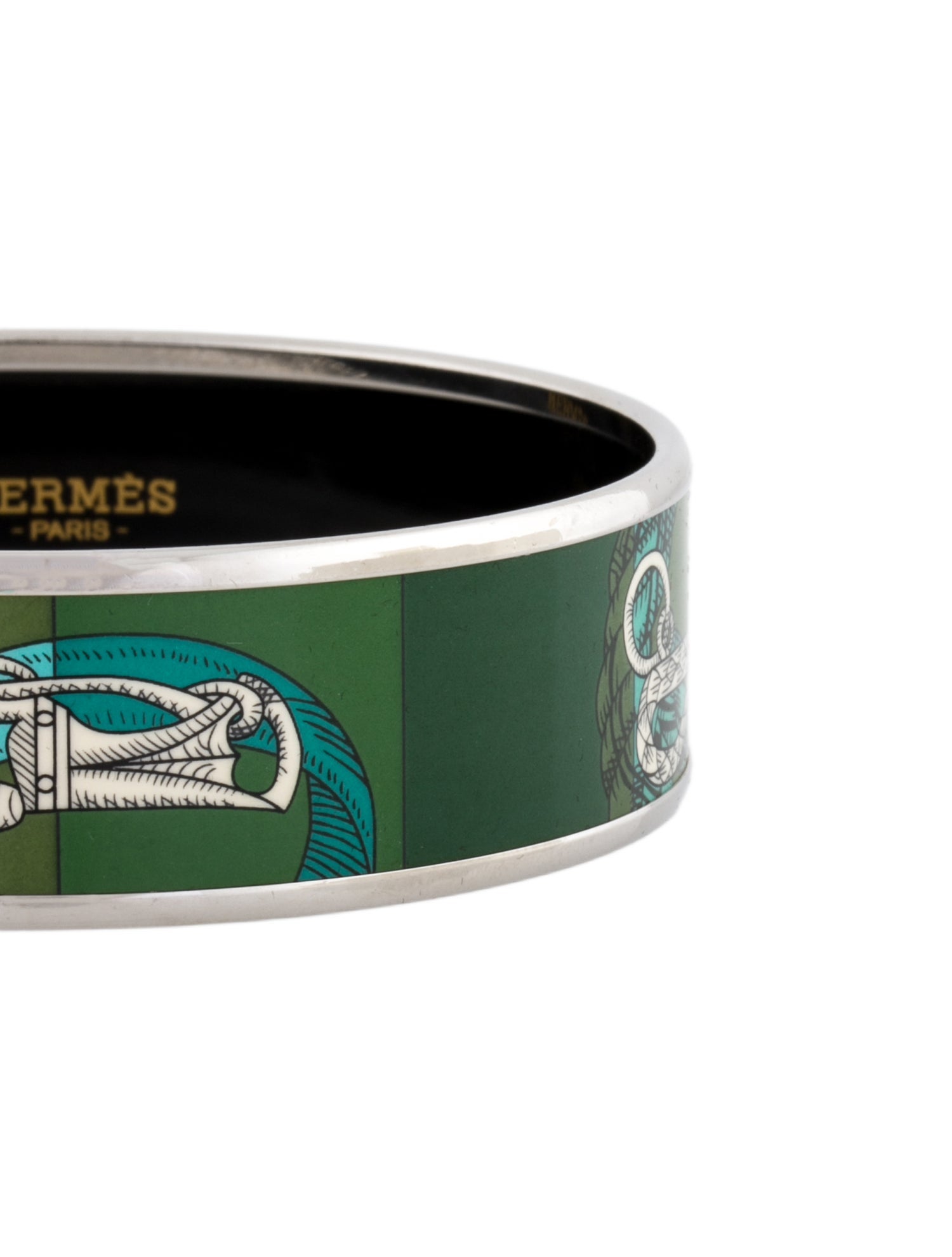 Hermès Wide Enamel Bangle Bracelet