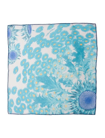 Hermès Fleurs et Carlines II Mousseline Pocket Square Silk Scarf