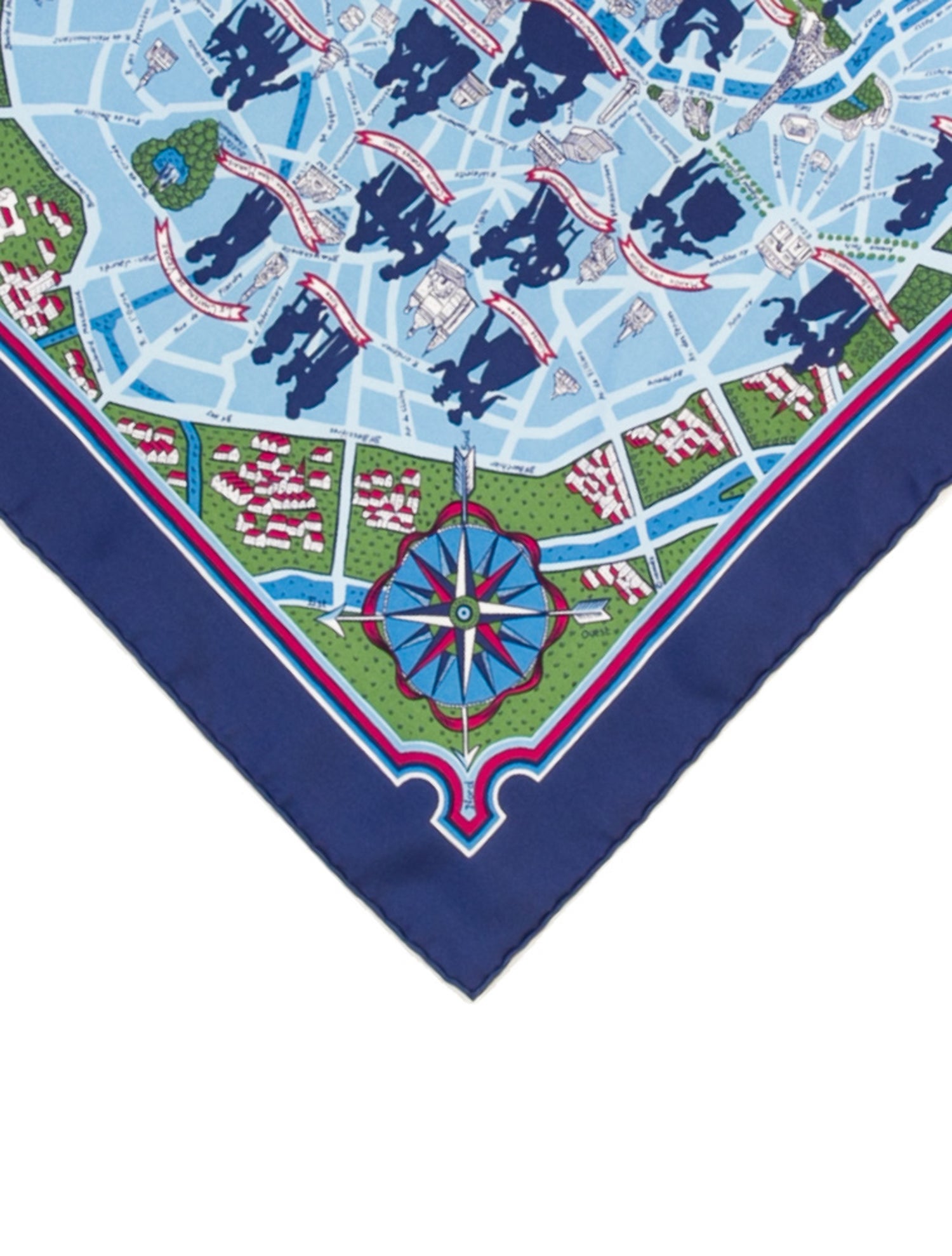 Hermès Les Nouveaux Amoureux de Paris Pocket Square Silk Scarf