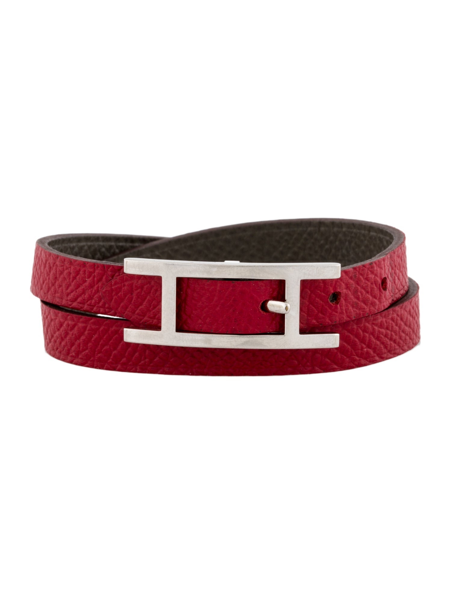 Hermès Leather Behapi Double Tour Reversible Wrap Bracelet
