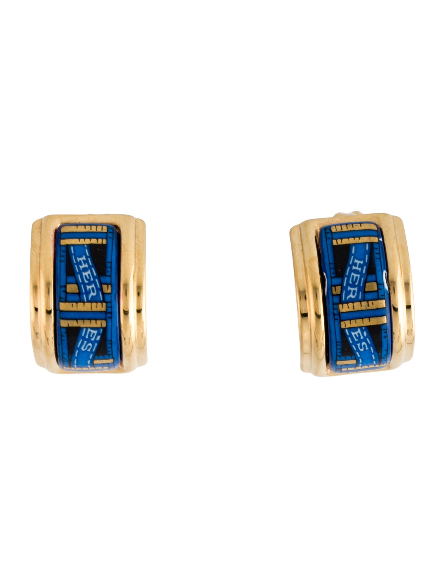 Hermès Vintage Enamel Clip-On Huggie Earrings