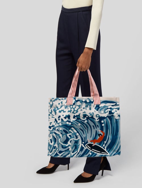 Hermès Toile Waves Beach Bag