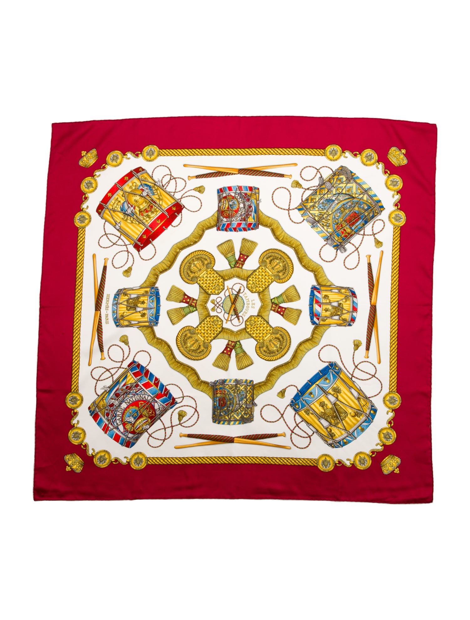 Hermès Les Tambours Silk Scarf