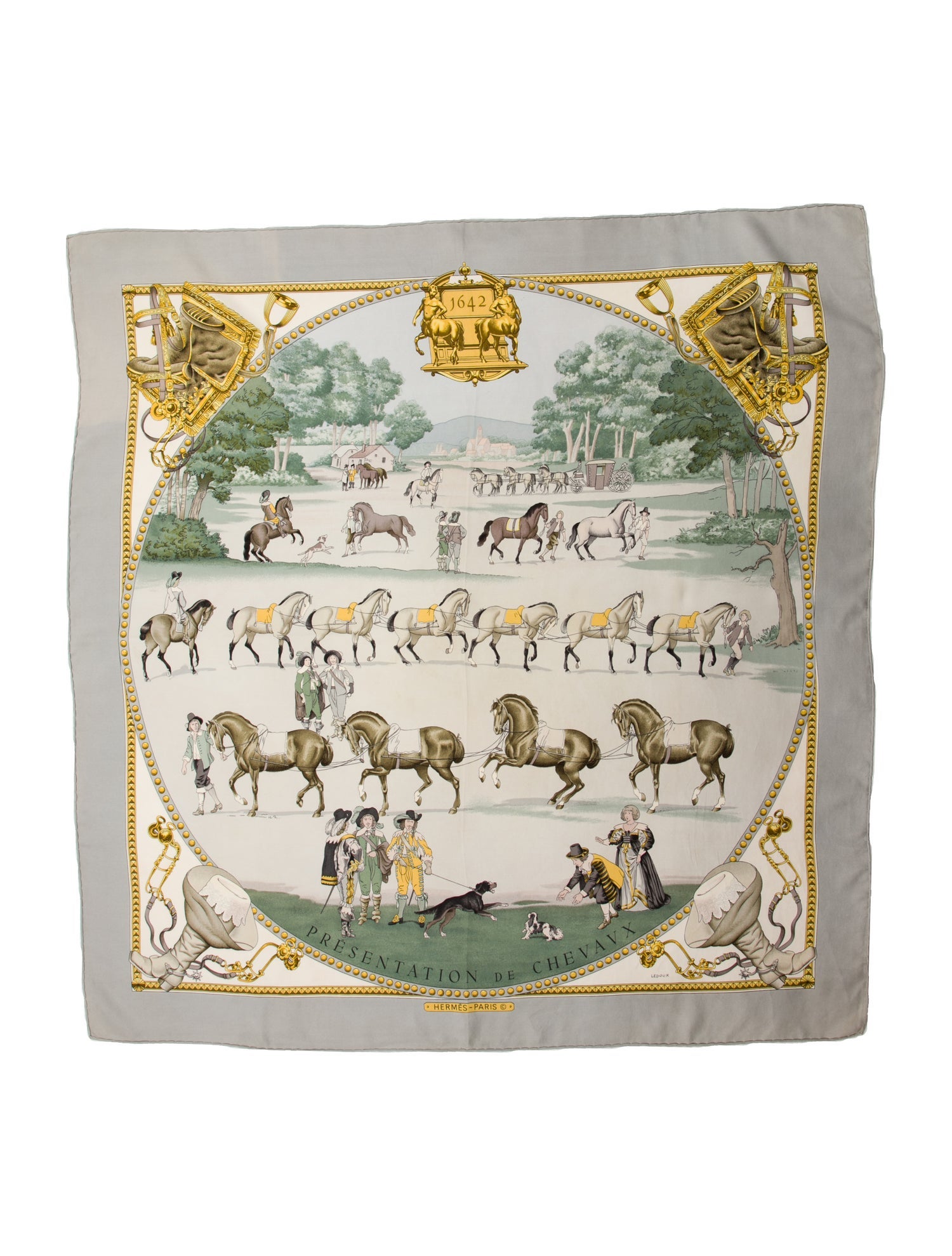 Hermès Presentation de Chevaux Silk Scarf