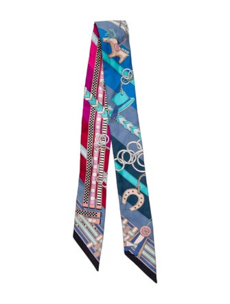 Hermès Brides et Gris Silk Twilly Scarf